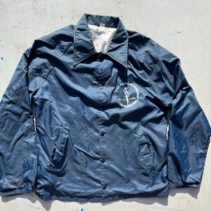Men's Vintage Windbreaker Navy Blue Newspaper Route M 70s 80s Nylon Classic